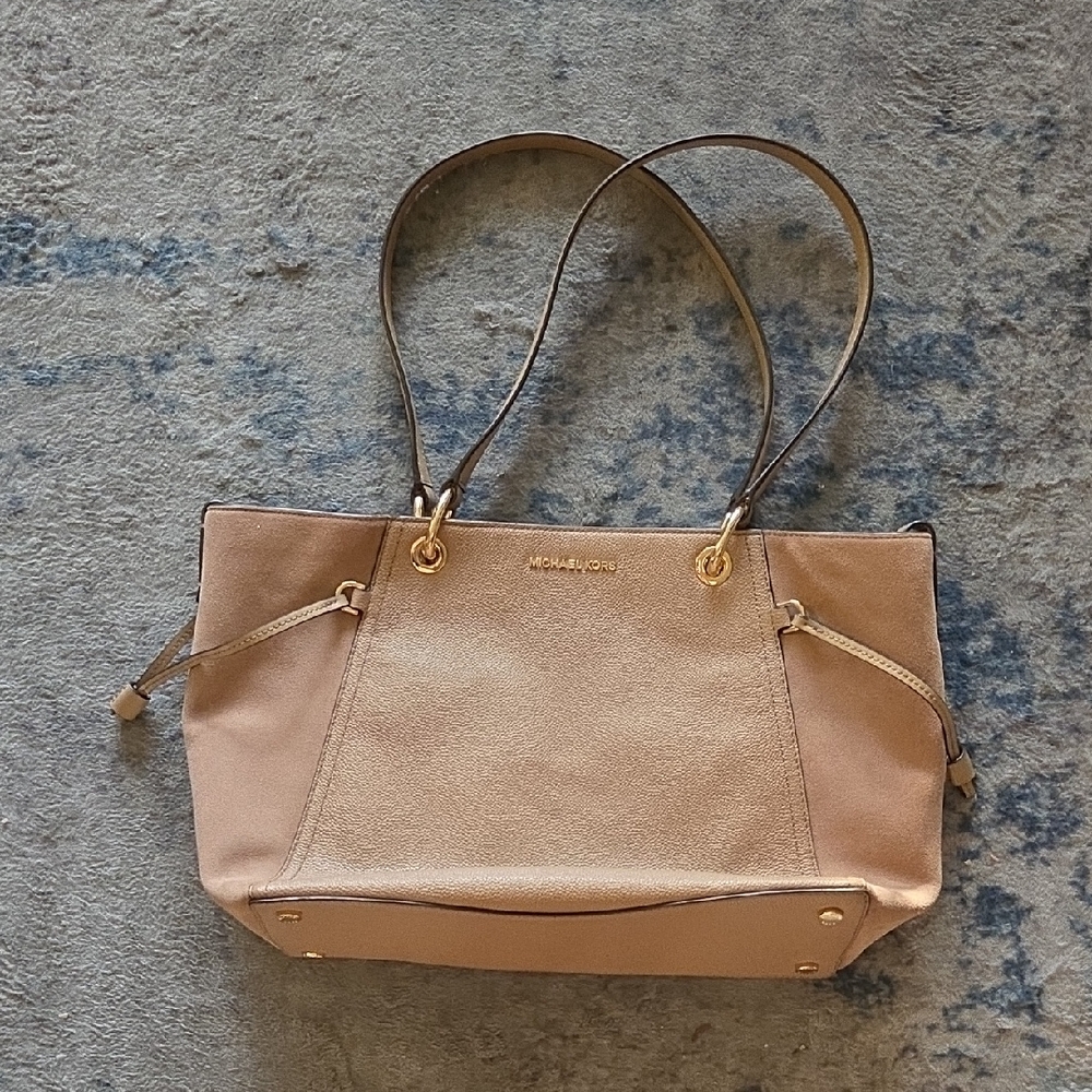 Michael Kors Taupe Leather Tote with Gold Hardware